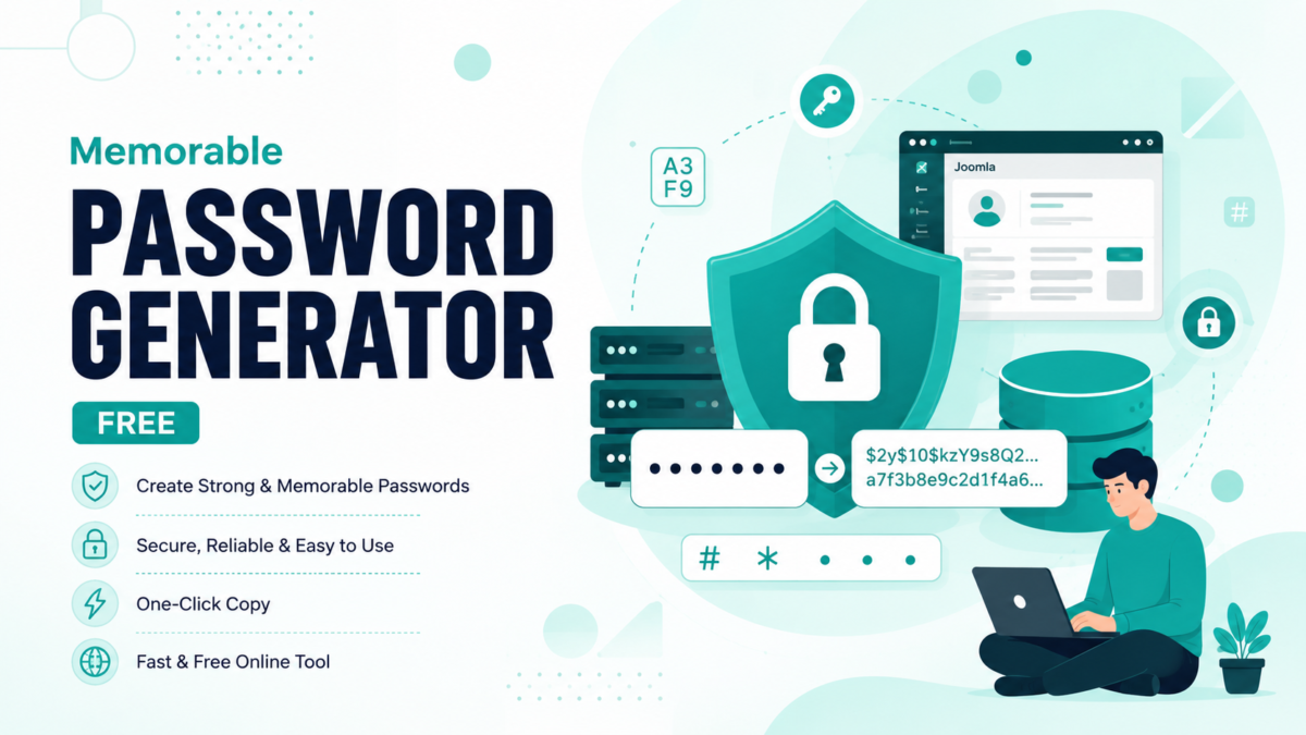 Free Memorable Password Generator tool showing a user creating strong, secure, and easy-to-remember passphrases.