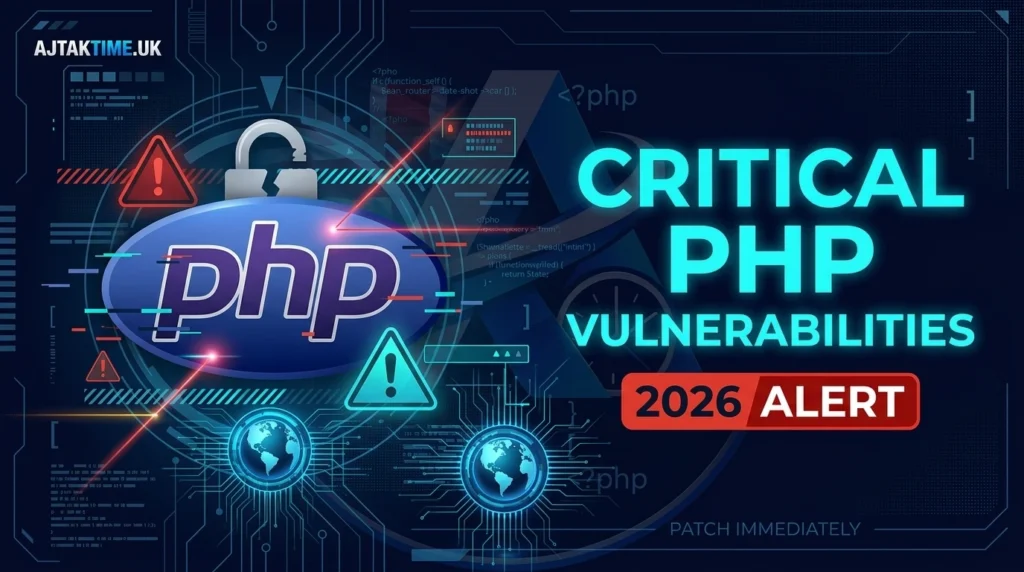 PHP source code displayed on a monitor during a server security update