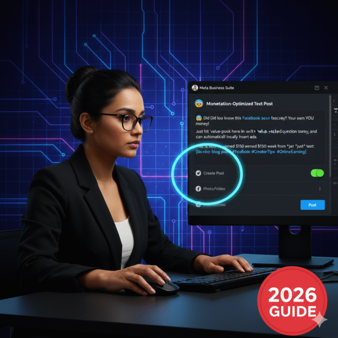 Optimizing a text post for Facebook Content Monetization eligibility in Meta Business Suite.