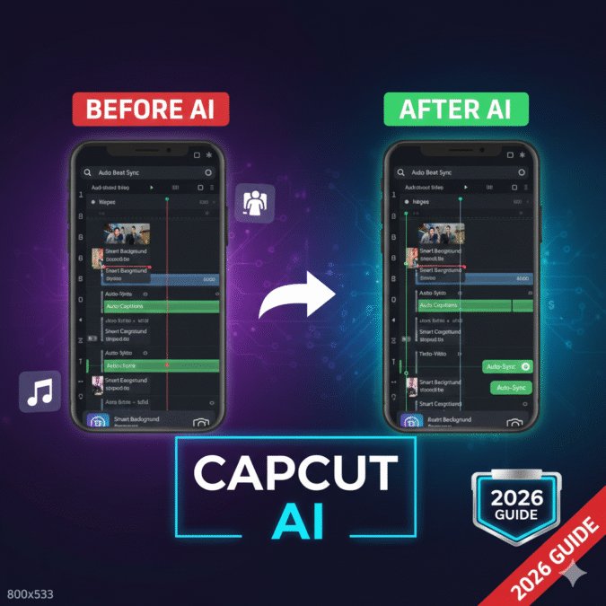 video editing before and after applying CapCut AI features for better template creation.